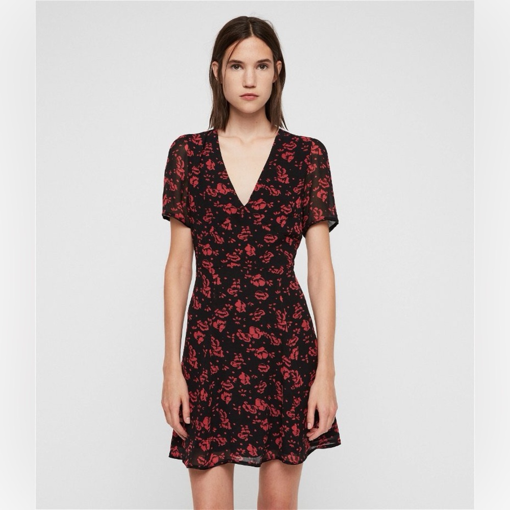 All Saints Luca Eira Floral Mini Dress - Size US 10